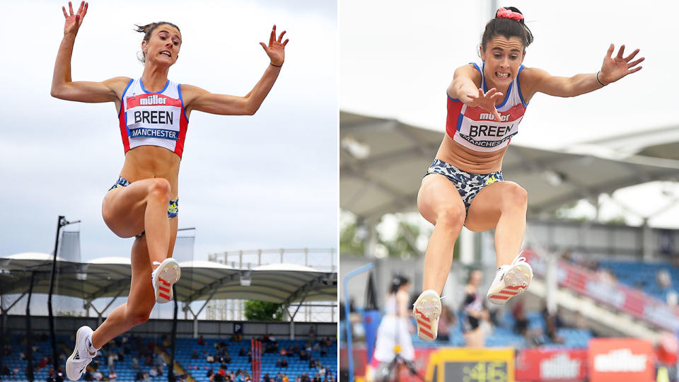 Paralympian Olivia Breen is seen here competing in a long jump event in 2021.