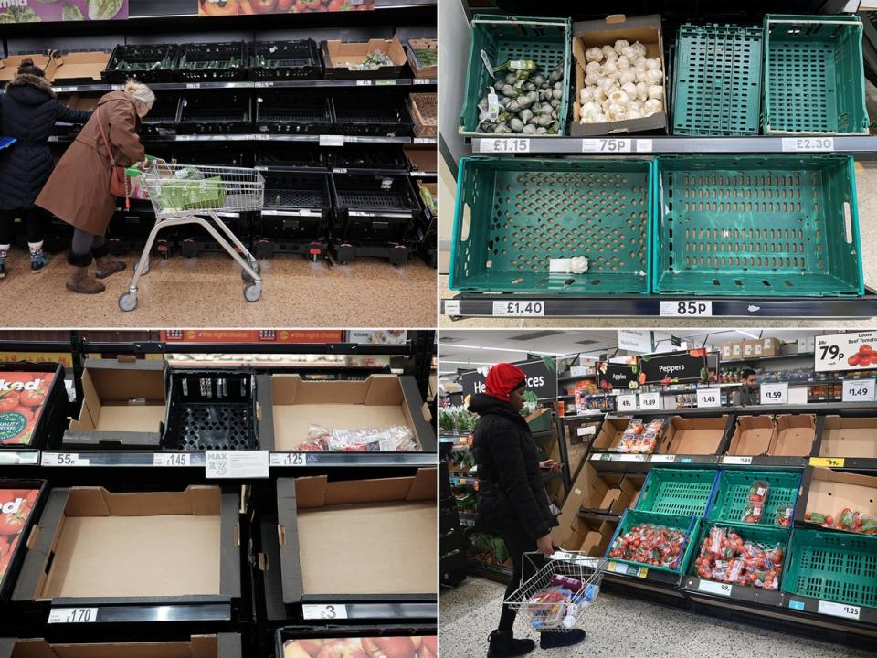 Supermarkets were forced to ration some vegetables in February (PA/EPA)