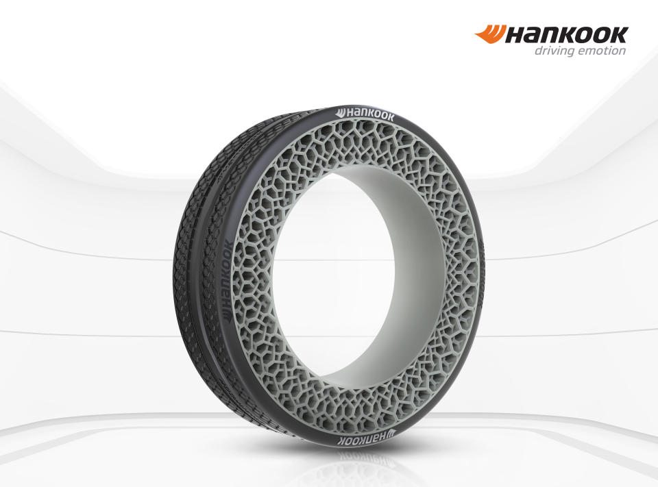 Hankook韓泰輪胎也同樣推出不用充氣的概念輪胎i-Flex。圖片摘自：Hankook