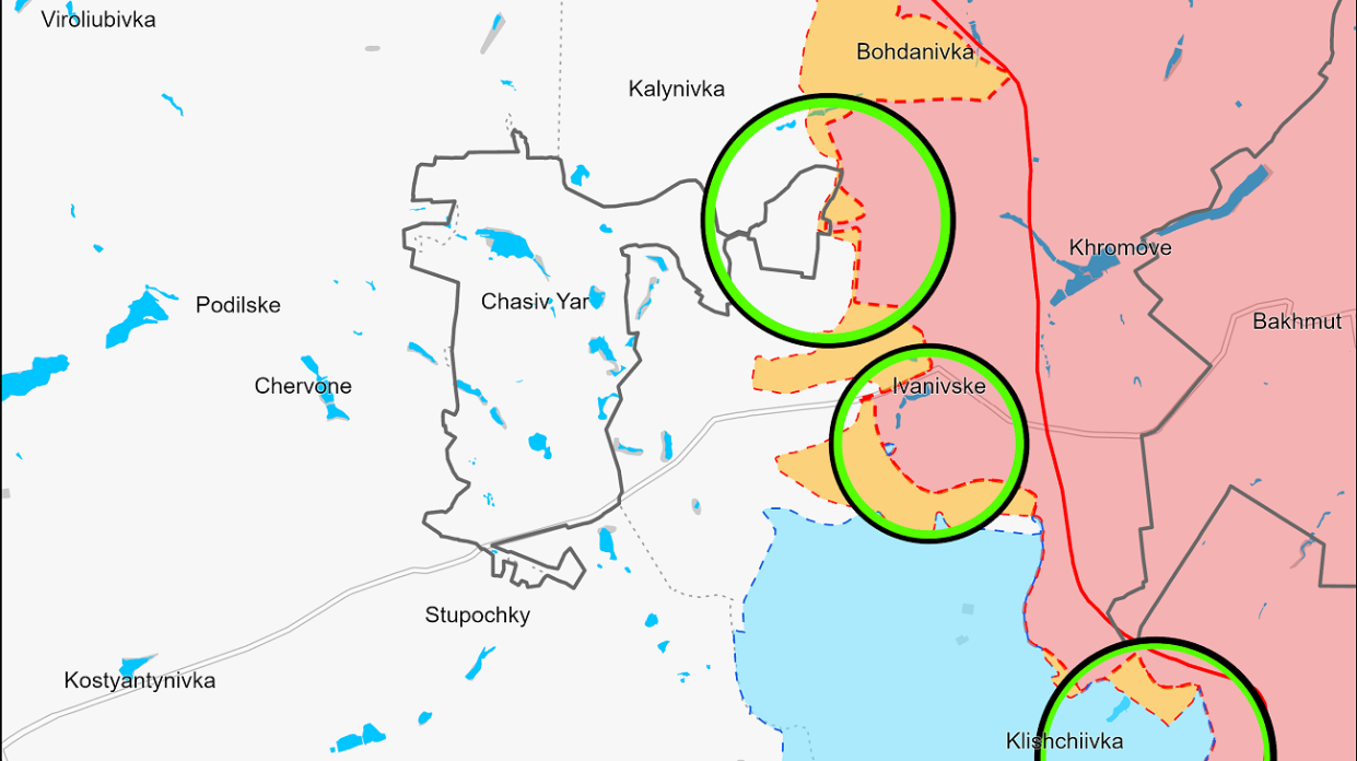 Map of the front in Donetsk Oblast. Screenshot: ISW