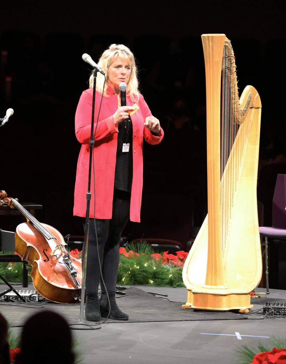 Speakers from six different charitable organizations presented to employees at Acuity’s December Town Hall, where $350,000 was distributed based on employee votes. Pictured, Fresh Meals on Wheels: Kelly Anderson, CEO.