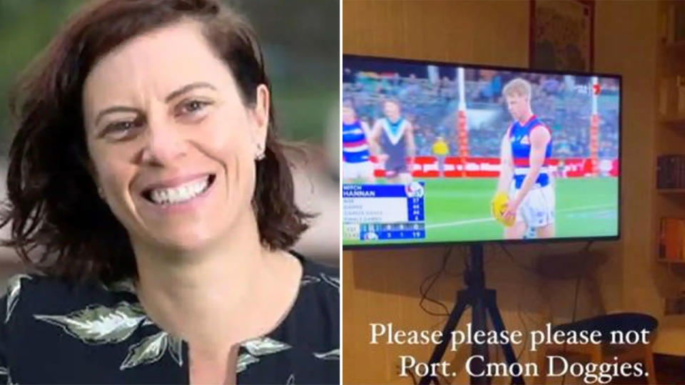 Pictured here, Bridie O'Donnell and her controversial post about the Western Bulldogs.