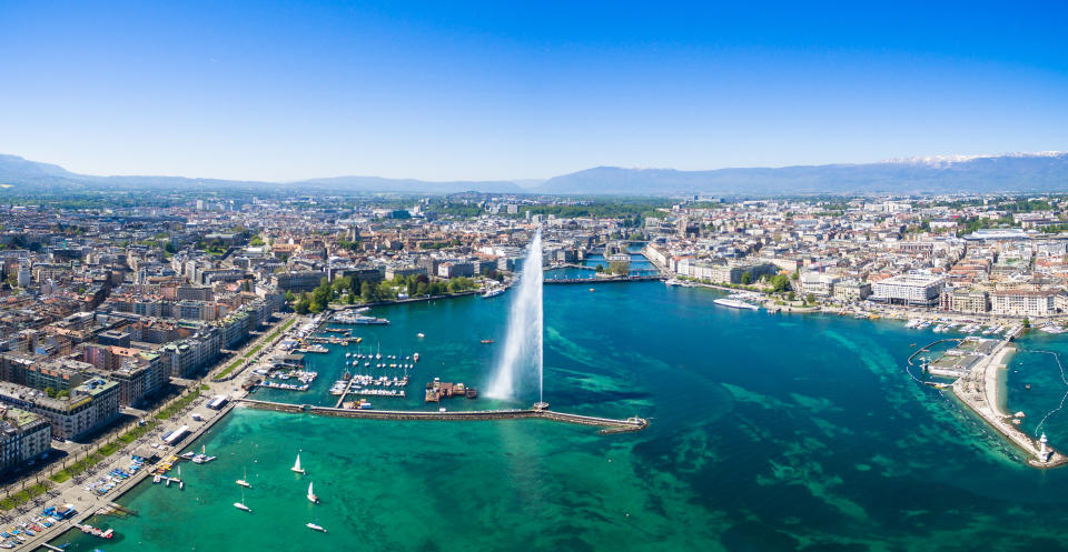 Aerial view of  Geneva city in Switzerland