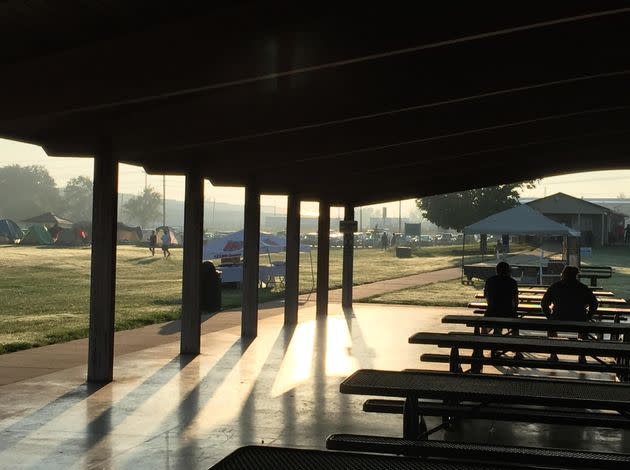 "This is the pavilion on the morning before the eclipse," the author writes. "It provided a cool respite as the sun promised to heat things up." <span class="copyright">Courtesy of Rebecca Gummere</span>