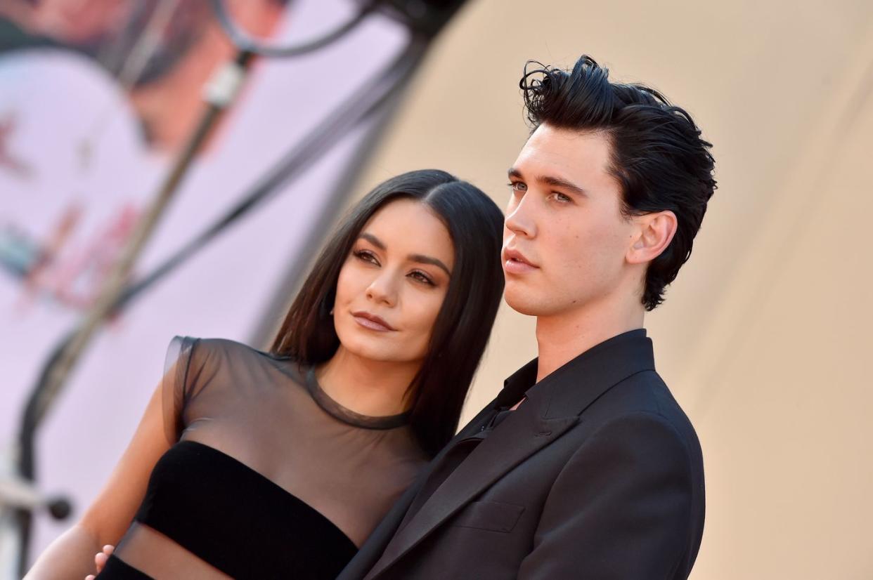 hollywood, california july 22 vanessa hudgens and austin butler attend sony pictures once upon a time in hollywood los angeles premiere on july 22, 2019 in hollywood, california photo by axellebauer griffinfilmmagic