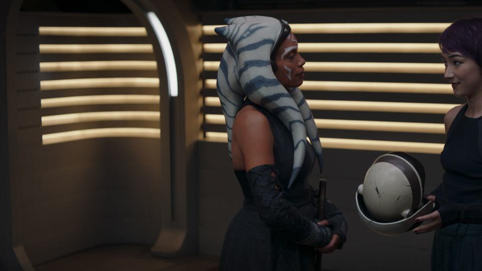 l r ahsoka tano rosario dawson and sabine wren natasha liu bordizzo in lucasfilm's star wars ahsoka, exclusively on disney copy 2023 lucasfilm ltd tm all rights reserved