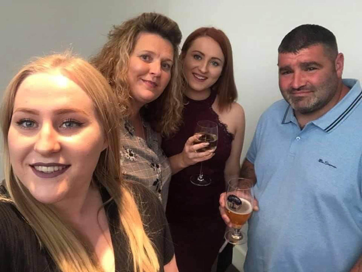 (left to right) Summer Mace with her mother Lisa Carter, her sister Jade Mace and stepfather Paul Carter (Summer Mace/PA)