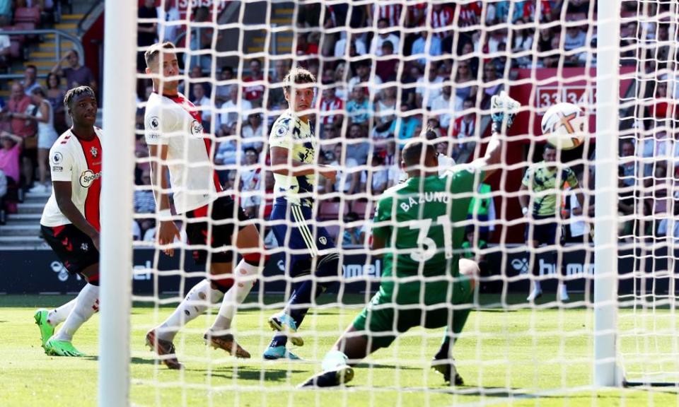 Rodrigo opens the scoring for Leeds.