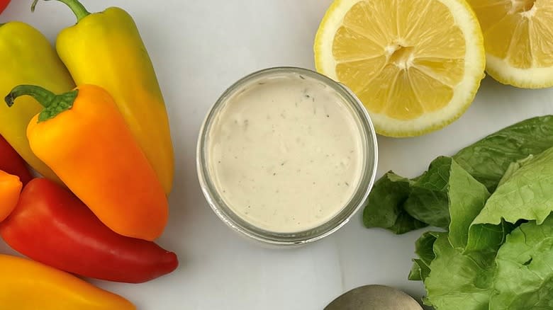 peppers and lemons with dip