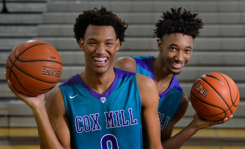 Cox Mill High teammates Wendell Moore and Leaky Black. Black transferred from Montverde (Fla) Academy. Moore led Cox Mill to the NC 3A state title that season and ended up at Duke.