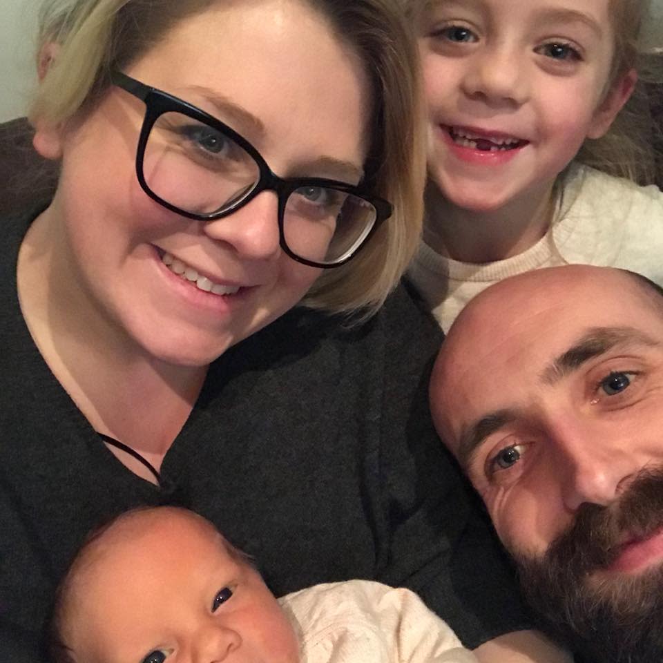 Kelly Brinkman, her partner, Paolo Pereira, with their newborn daughter Lillie and her older sister, Olivia (Picture: Kelly Brinkman/Facebook)