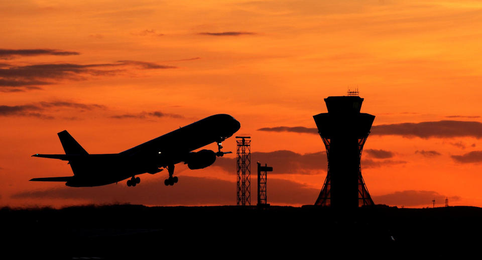 A plane leaves Newcastle Airport tonight as travellers stranded abroad by the volcanic ash cloud returned to the UK in a trickle rather than a flood as recriminations flew about the Government's handling of the crisis.