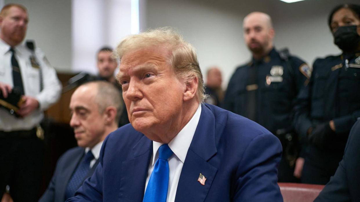 PHOTO: Former President Donald Trump attends his trial at Manhattan Criminal Court on May 3, 2024 in New York City. (Curtis Means-Pool/Getty Images)