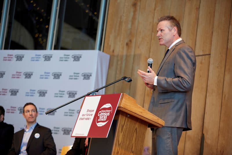 FILE PHOTO: Governor of Alaska, Mike Dunleavy, speaks at the 2020 Census kickoff held at the Alaska Native Heritage Center in Anchorage