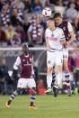 May 28, 2016; Commerce City, CO, USA; Philadelphia Union midfielder Fabian Herbers (11) and Colorado Rapids defender Axel Sjoberg (44) battle for the ball in the second half at Dick's Sporting Goods Park. The match ended in a 1-1 draw. Mandatory Credit: Isaiah J. Downing-USA TODAY Sports