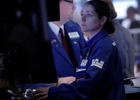 A specialist trader works on the floor of the New York Stock Exchange (NYSE) in New York City, U.S., May 6, 2016. REUTERS/Brendan McDermid