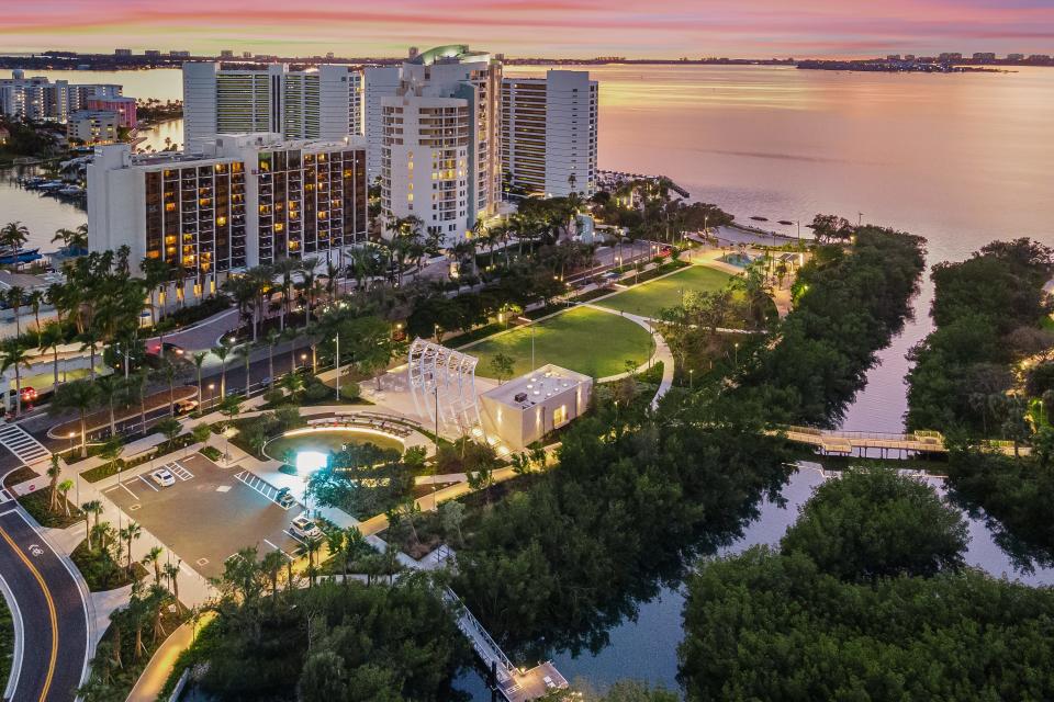 The Bay is a public park along Sarasota Bay that opened in 2022. The park is celebrating its one-year anniversary with free events today through Sunday.