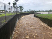 <p>A general view shows heavy flooding affecting Hilo, Hawaii, U.S. August 23, 2018 in this picture obtained from social media. (Photo: Ace Norton/via Reuters) </p>