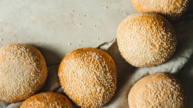 top view of sesame bread rolls