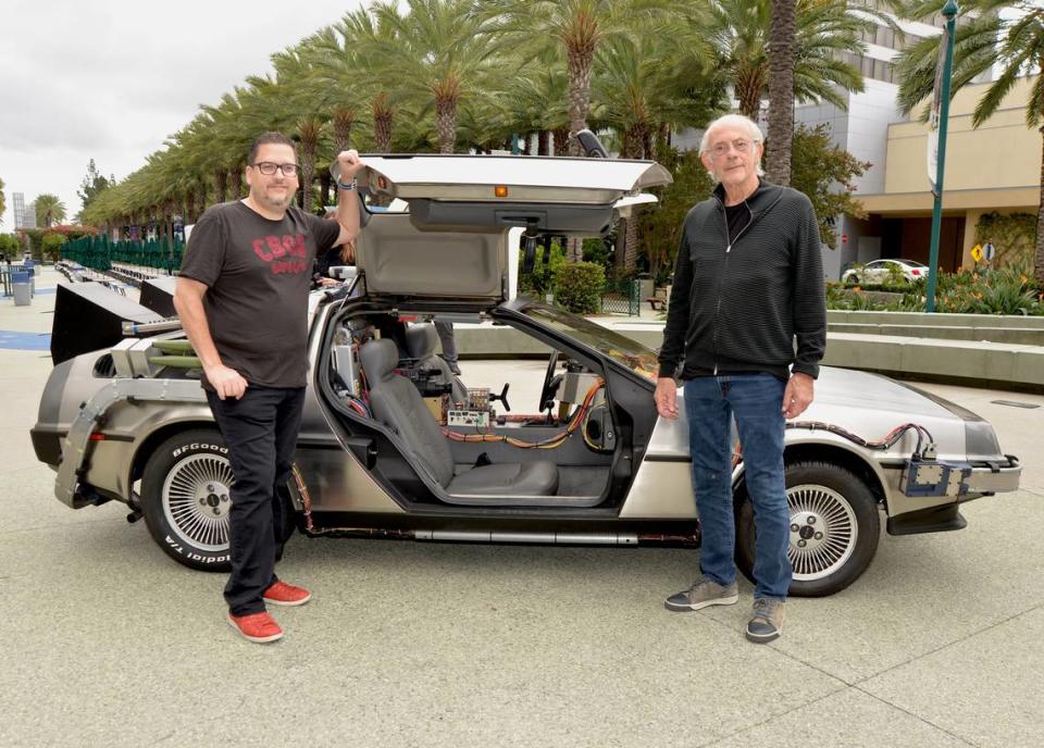 Christopher Lloyd (right) played the eccentric scientist Doc Brown in the 1985 film “Back to the Future.” Here, the actor poses with NostalgiaCon founder Manny Ruiz (left) in front of the DeLorean car that proved such an era-defining moment from that film. The two were at the first NostalgiaCon ’80s Pop Culture Convention in Los Angeles in September 2019. The next version is planned for Miami at the Mana Convention Center on March 28-29, 2020.