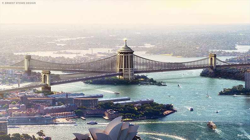 This is what the Sydney Harbour Bridge could've looked like. Source: Budget Direct