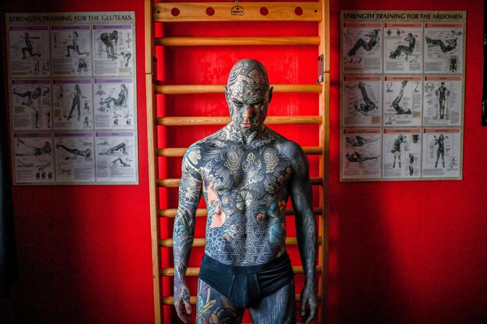 Sylvain Helaine, the most tattooed man in France