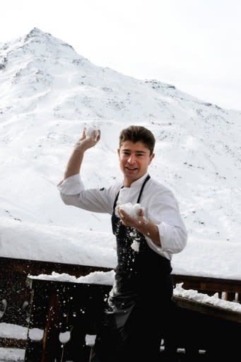 French two-star Michelin chef Jean Sulpice, seen here posing for photos on the terrace of his L'Oxalys restaurant in Europe's highest ski resort of Val-Thorens, 2,300 meters up in the French Alps. Val Thorens has only two seasons -- buzzing from December to April, and dead the rest of the year