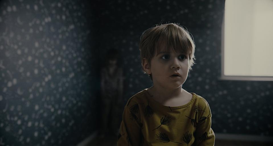 A 5-year-old (Eddie Eriksson Dominguez) makes a creepy new "friend" in the Swedish horror film "The Evil Next Door."