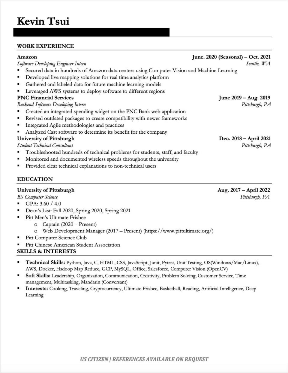 Kevin Tsui pre-Google resume