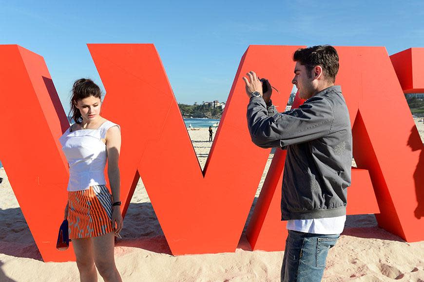 Alexandra Daddario and Zac Efron hit Bondi Beach for a photoshoot to promote their new film Baywatch.