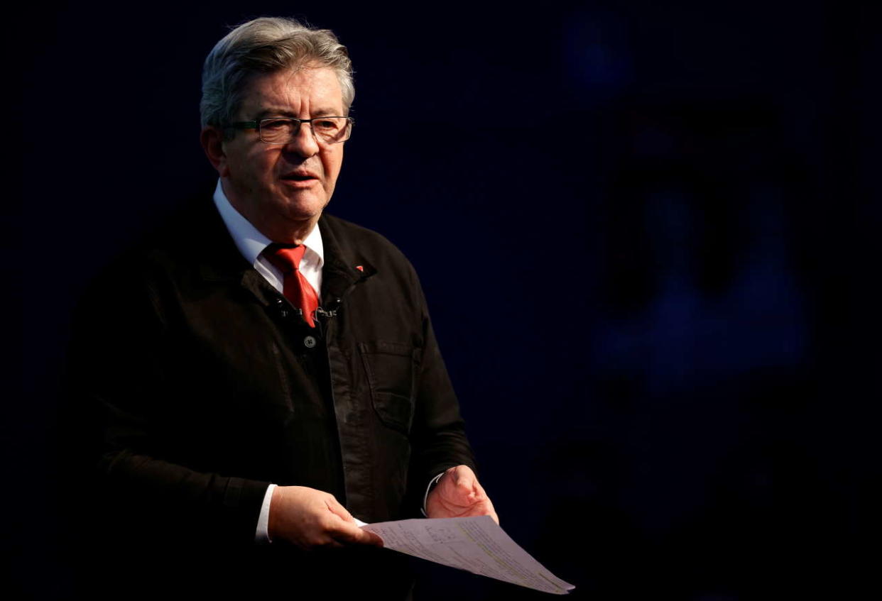 Jean-Luc Mélenchon photographié lors d’un meeting à Caen le 8 juin.