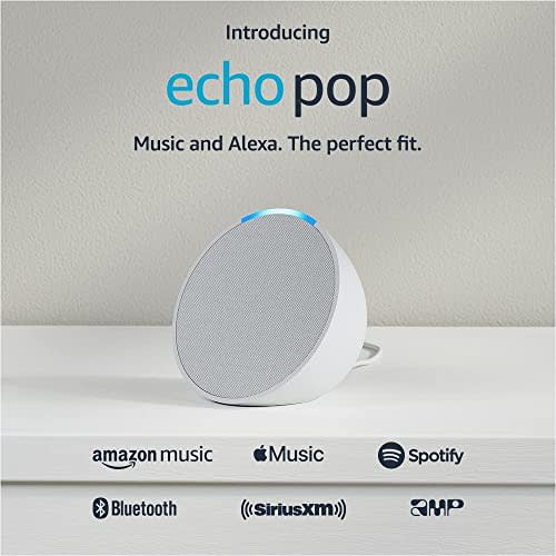 Echo Pop | Full sound compact smart speaker with Alexa - Glacier White + 4 months of Amazon Mus…