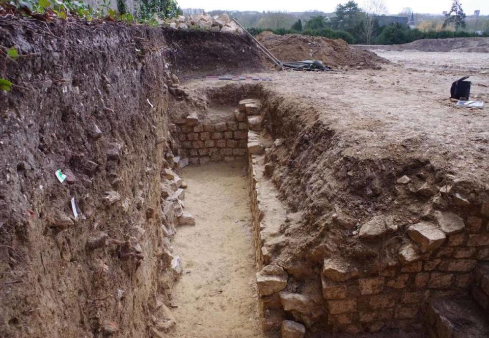 Archaeologists could only excavate part of the brick cellar.