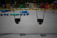 Empty playground is taped off amid the global outbreak of the coronavirus disease in Seabrook Texas