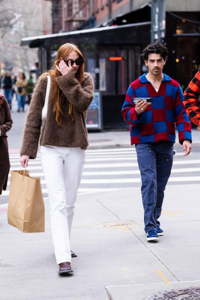 new york, new york march 27 sophie turner l and joe jonas are seen in the west village on march 27, 2023 in new york city photo by gothamgc images