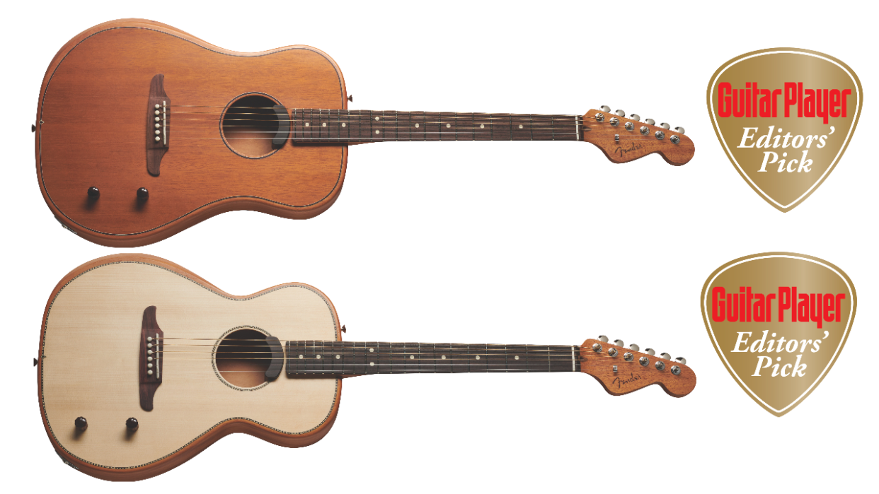  Fender Highway series Dreadnought (top) and Parlor electric guitars. 