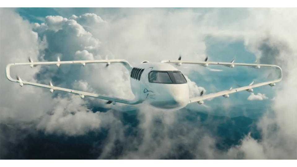 The VTOL has an aircraft-style fuselage with 16 propellers. - Credit: Courtesy Craft Aerospace