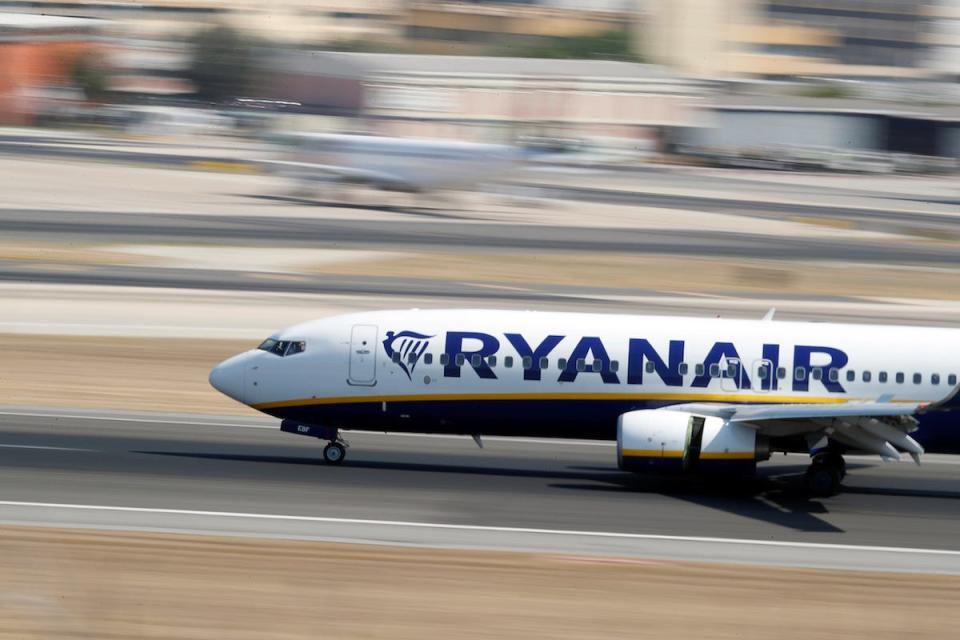 A Ryanair Boeing 737-800 plane lands at Lisbon, Portugal, in September 2018.