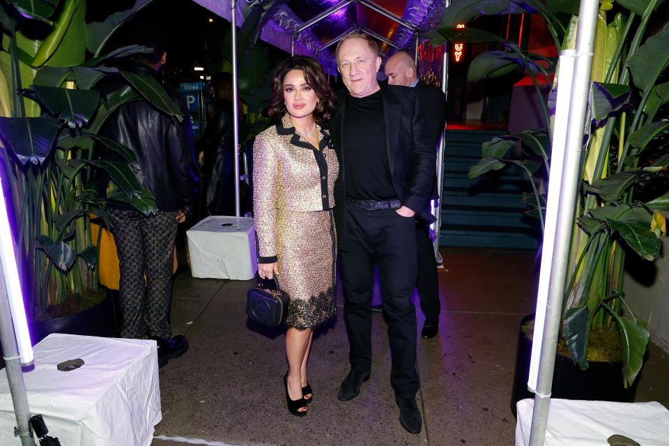 NEW YORK, NEW YORK - APRIL 29: Salma Hayek Pinault and Francois-Henri Pinault attends 