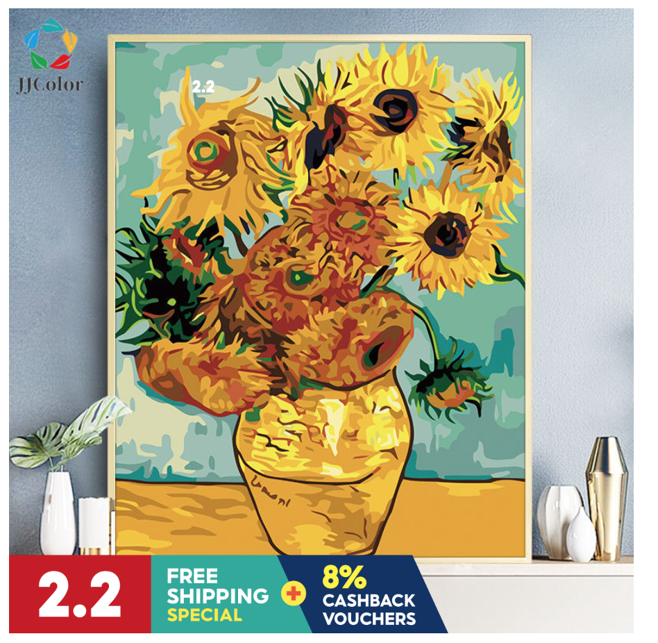 Paint By Numbers Van Gogh Sunflower Painting. (PHOTO: Shopee)