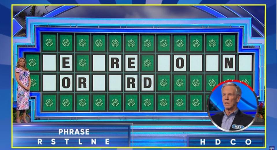 Max moved onto the bonus round where he guessed the whole puzzle correct to win it all. Wheel of Fortune