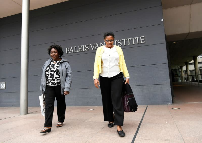 FILE PHOTO: Widows Esther Kiobel and Victoria Bera are seen at a court after a hearing for a damages suit brought against energy company Royal Dutch Shell by four widows of activists executed by Nigerian government in 1995