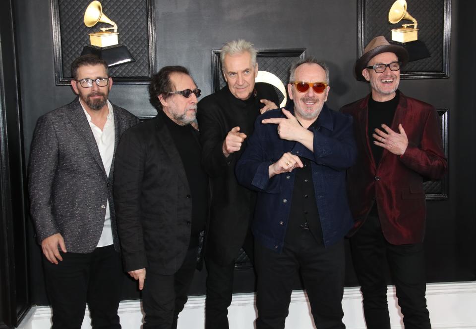 Elvis Costello and The Imposters, photographed last month before the Grammy Awards in Los Angeles, returned to Worcester for a sold-out show Saturday night at The Hanover Theatre and Conservatory for the Performing Arts.