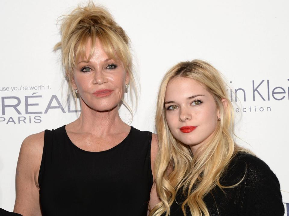 <em>(Photo by Michael Kovac/Getty Images for ELLE) </em> Actors Melanie Griffith (L) and Stella Banderas