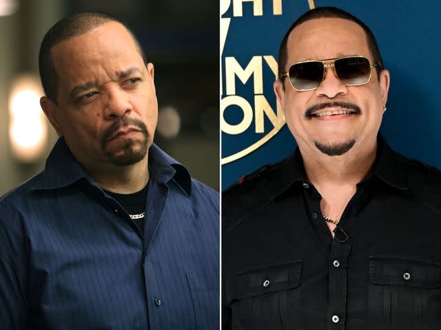 <p>Eric Liebowitz/NBC ; Todd Owyoung/NBC/Getty</p> Ice-T as Fin on 'Law & Order: SVU.' ; Ice-T poses backstage at 'The Tonight Show Starring Jimmy Fallon' in New York City on March 1, 2023.