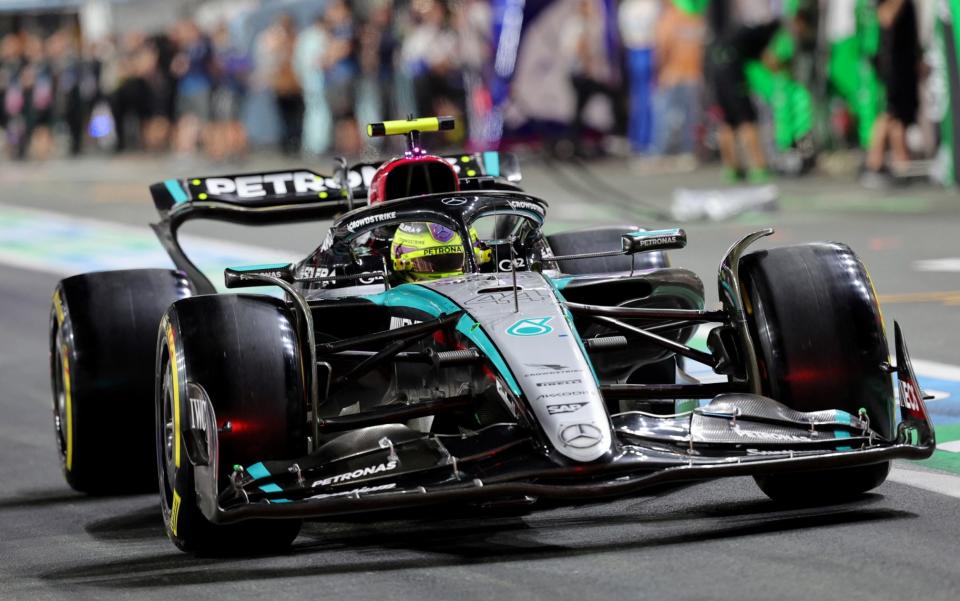 Formula One F1 - Saudi Arabian Grand Prix - Jeddah Corniche Circuit, Jeddah, Saudi Arabia - March 8, 2024 Mercedes' Lewis Hamilton during qualifying