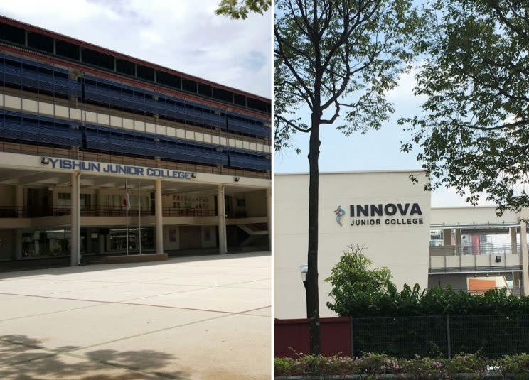 Yishun JC (left) and Innova JC will be merged in 2019. (PHOTOS: Yahoo Newsroom)