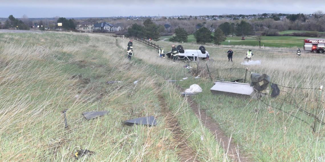 Employees on their way into work at a Colorado golf course discovered a truck lying upside down at the bottom of a hill — with the driver still trapped under the hood.