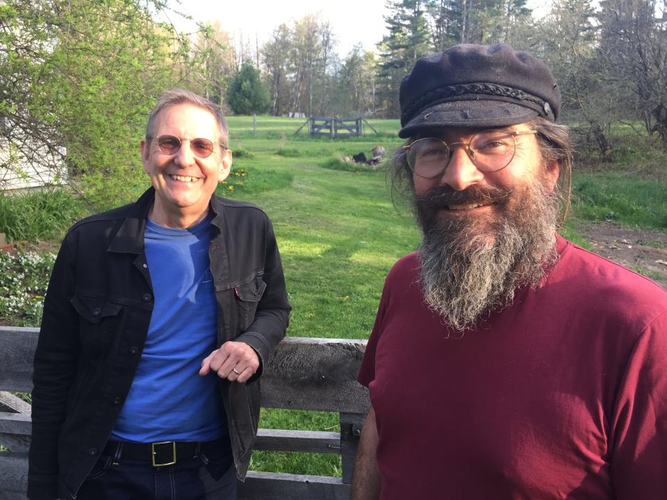 Russ Lawton, left, and Ray Paczkowski of Soule Monde pose May 14, 2021 at Paczkowski's home in Ripton.