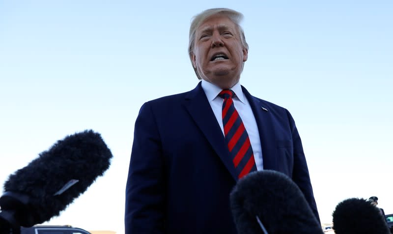 U.S. President Trump boards departs Washington at Joint Base Andrews in Maryland